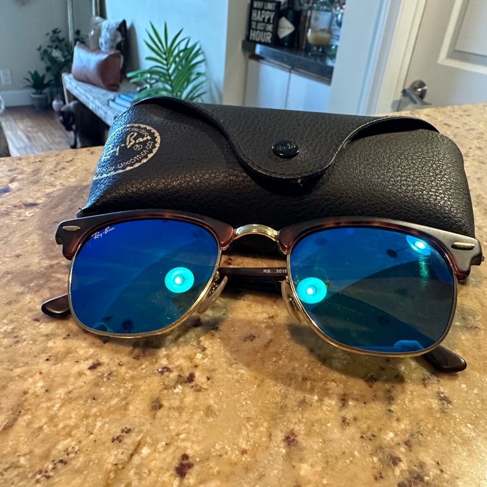 CLUBMASTER FLASH LENSES, blue mirrored with tortoiseshell frame